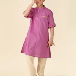 Fabindia Kids Purple Cotton Regular Fit Full Sleeves Kurta-image-61