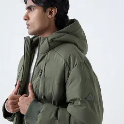 WES Casuals by Westside Olive Solid Relaxed-Fit Puffer Jacket image 4