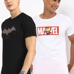 Bewakoof X Official Dc Comics Merchandise Black & White Cotton Regular Fit Printed T-Shirt-picture-18