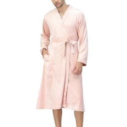 Klotthe Embellished Pink 210 GSM Cotton Bath Robe with Belt-picture-1
