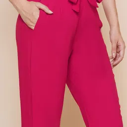 BAESD Women Solid Regular Fit High-Rise Trouser With A Belt image 2