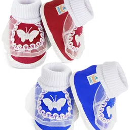 NESKA MODA Set of 2 Girls Frill Cotton Booties image 2
