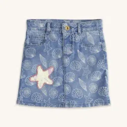 Pantaloons Junior Blue Cotton Embellished Skirt-picture-26