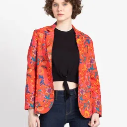 SHAYE Red Floral Print Blazer-image-61