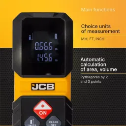 JCB Laser Distance Meter Plastic Included 2 × AAA Batteries Yellow ±3 mm Accuracy, JCB-LDM-30 image 3