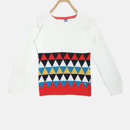 Blue Giraffe Girls White & Red Self Design Sweater-picture-11