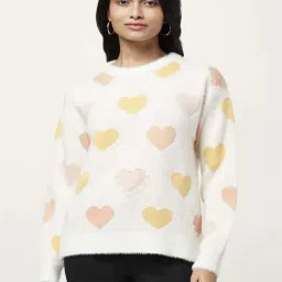 Honey by Pantaloons Off-White Self Pattern Sweater-picture-10
