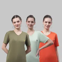Vimal Jonney Green & Orange Cotton Sports T-Shirt - Pack Of 3-image-47