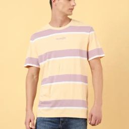 Wrangler Light Coral Cotton Relaxed Fit Striped T-Shirt-picture-34