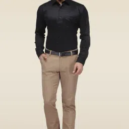 Hancock Black Slim Fit Solid Shirt-image-5