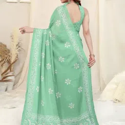 MIRCHI FASHION Pista Green Printed Saree With Unstitched Blouse Piece image 2