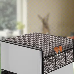 The Furnishing Tree Brown Printed Side Storage Fridge Top Cover-picture-29