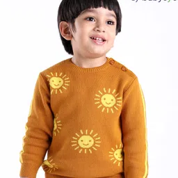 Babyoye 100% Cotton Solid Dyed Full Sleeves Pullover Sun Design - Yellow-picture-13
