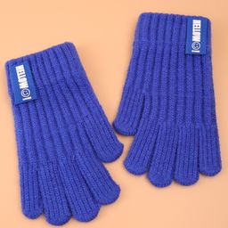 Pine Kids Pair of Winter Gloves with Text Patch- Blue-picture-30