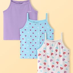 Pine Kids Cotton Knit Singlet Sleeves Slip With Heart Print Pack of 3 (Colour May Vary)-picture-40
