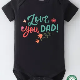 BLUSHES 100% Cotton Fathers Day Theme Half Sleeves Love You Dad Text Printed Onesie - Black-picture-10