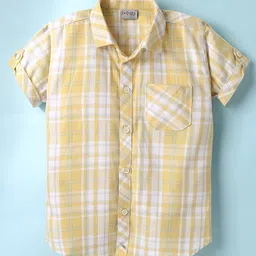 Dapper Dudes Woven Half Sleeves Checked Shirt - Yellow-picture-13