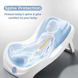 Polka Tots Tiny Tubsy Baby Bather Lightweight With Soft Rubber Newborn Bath Rack - Blue image 2