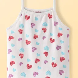 Pine Kids Cotton Knit Singlet Sleeves Slip With Heart Print Pack of 3 (Colour May Vary) image 2