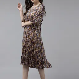 BAESD Women Floral Printed Fit & Flare Midi Dress image 3