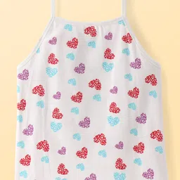 Pine Kids Cotton Knit Singlet Sleeves Slip With Heart Print Pack of 3 (Colour May Vary) image 3