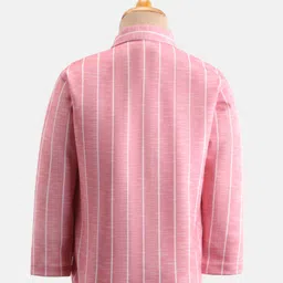 Rikidoos Full Sleeves Striped Jacket With Tee - Pink & Melange image 3