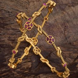 Kushal's Fashion Jewellery Set Of 2 Gold-Plated Ruby-Studded Bangle-picture-17