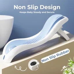 Polka Tots Tiny Tubsy Baby Bather Lightweight With Soft Rubber Newborn Bath Rack - Blue image 4