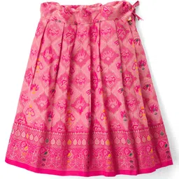 Bhartiya Paridhan Silk Woven Half Sleeves Choli Lehenga Set With Floral Foil Print - Pink image 4
