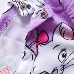 Babyhug Disney Interlock Knit Full Sleeves Romper With Marie Graphics - Lavender image 4