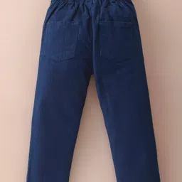 Mark & Mia Full Sleeves Printed Shirt & Trouser Set with Bow & Suspender - Blue & White image 5