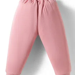 ToffyHouse Knitted Full Sleeves Winter Wear T-Shirt & Joggers Set with Bunny Patch Embroidery & Frill Detailing - Mint & Pink image 5