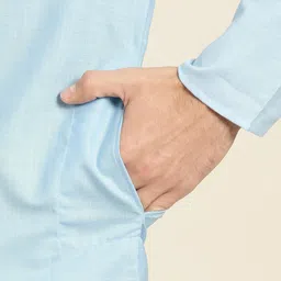 SOJANYA Men Blue Solid Straight Kurta image 3