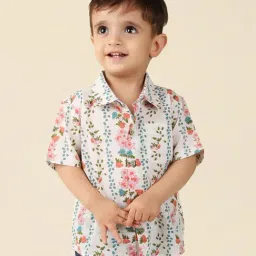 Fabindia Kids White Floral Print Shirt-picture-18