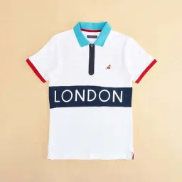 Pantaloons Junior White Cotton Printed Polo T-Shirt image 2