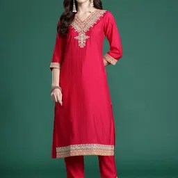 Indo Era Ethnic Motifs Embroidered Kurta with Trousers-picture-32