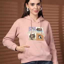 Thirty Threads Women Printed Hooded Pullover Sweatshirt-picture-37