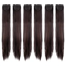 Stasia Street Clip-In 24 Inch Straight Dark Brown Side Patches With Copper Highlights - Pack Of 6 image 1