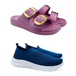 FABBMATE Women Set Of 2 Slip On Shoes With Flip Flops-image-3