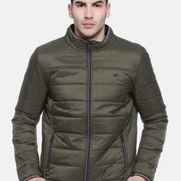 t-base Men Olive Green Solid Lightweight Jacket image 1
