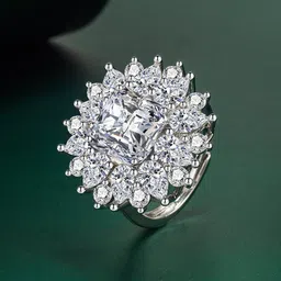 Designs & You Silver-Plated Cubic Zirconia-Studded Adjustable Finger Ring-picture-14