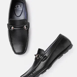 Carlton London Men Black Solid Horsebit Loafers image 1