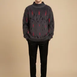 HERE&NOW Men Printed Pullover with Fuzzy Detail-picture-22