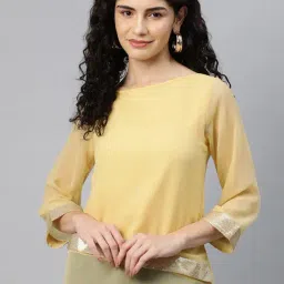 Cottinfab Yellow Regular Fit Top-image-62