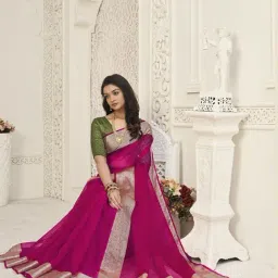 Saree Mall Pink Woven Saree With Unstitched Blouse-picture-14