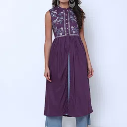 Vishudh Women Purple & Blue Solid Kurta with Palazzos-image-33
