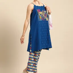 Anouk Printed Regular Pure Cotton Kurta with Palazzos image 4