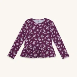 Pantaloons Junior Purple Cotton Floral Print Full Sleeves Top-picture-30