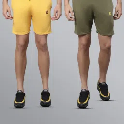 Vimal Jonney Yellow & Green Regular Fit Lounge Shorts - Pack of 2-image-69
