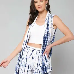 PURYS White & Blue Printed Co-Ord Set-image-68
